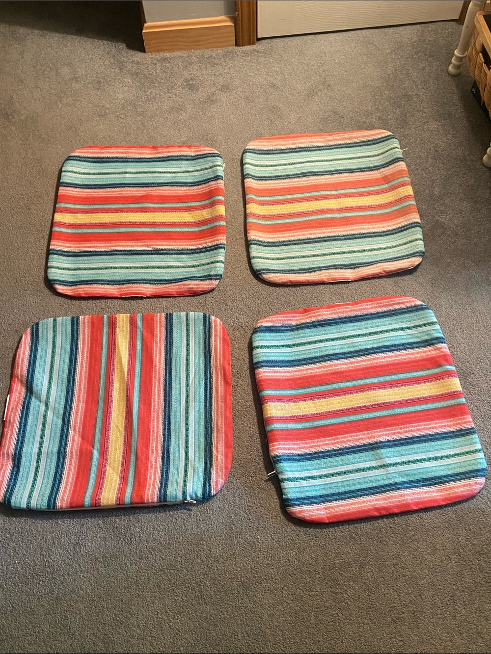 Striped Multicolor Seat Cushions - Set of 4
